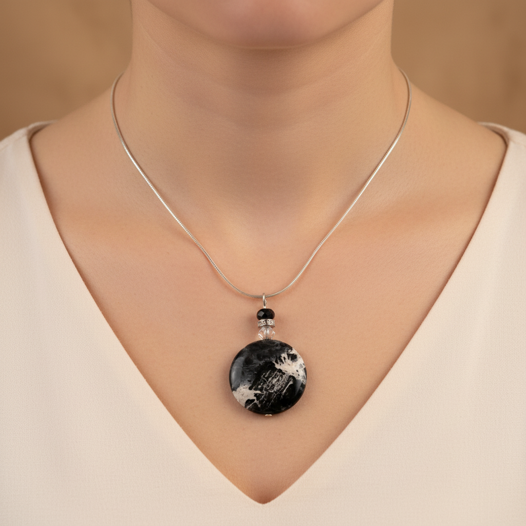 Black Onyx Round Pendant Necklace | Stones of the Wild