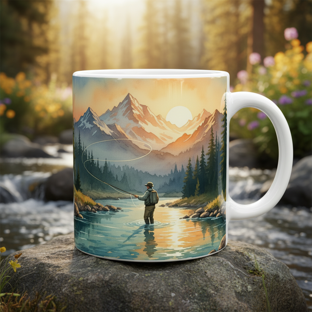 Fly Fishing Mug in Nature Setting