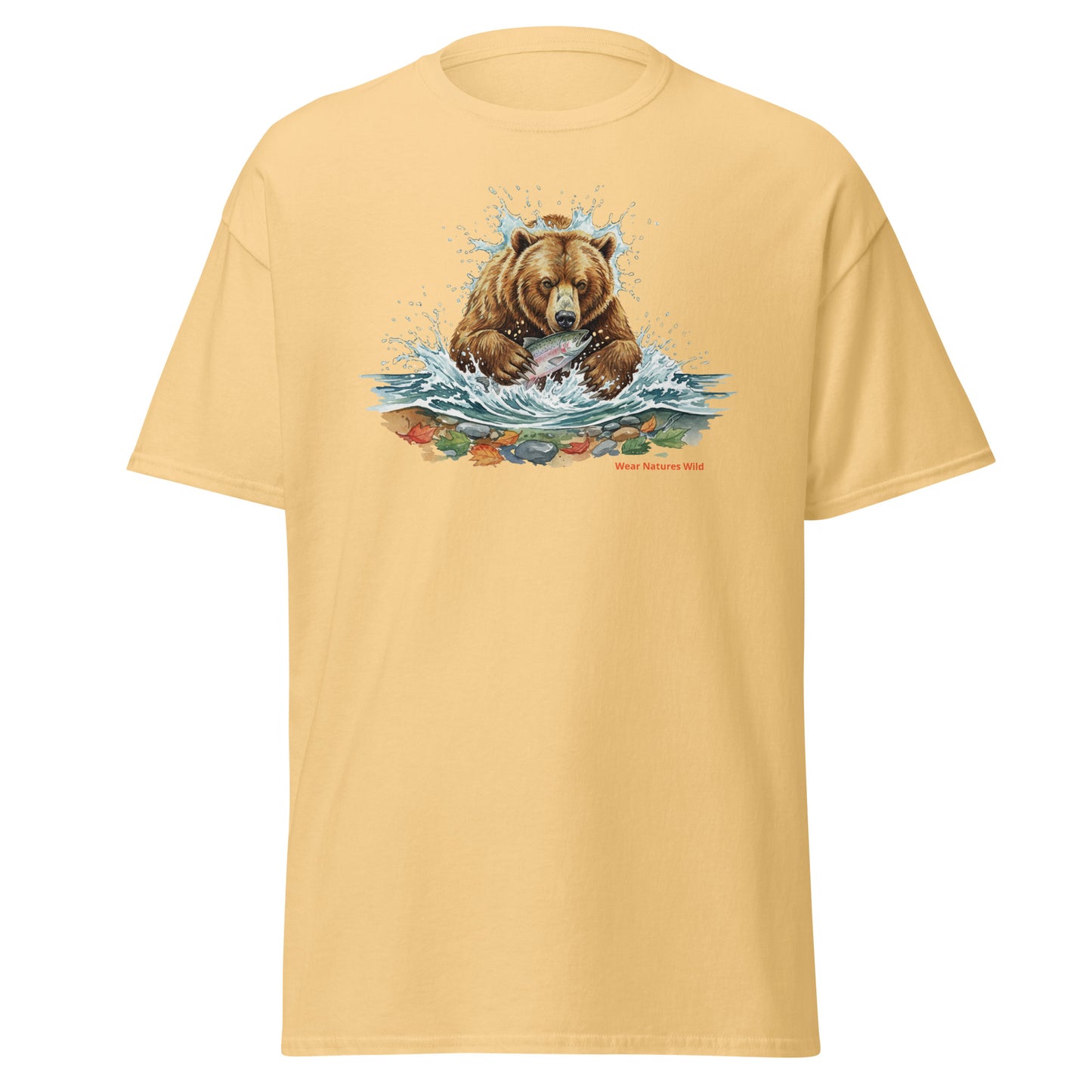 Bear Fishing Art T-Shirt | Premium Grizzly Wildlife Apparel | Wear Nature's Wild