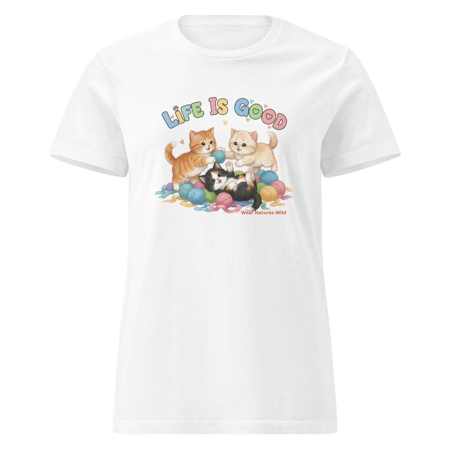 Kittens Playing with Yarn Tee | Premium Cat Art T-Shirt | Wear Nature's Wild