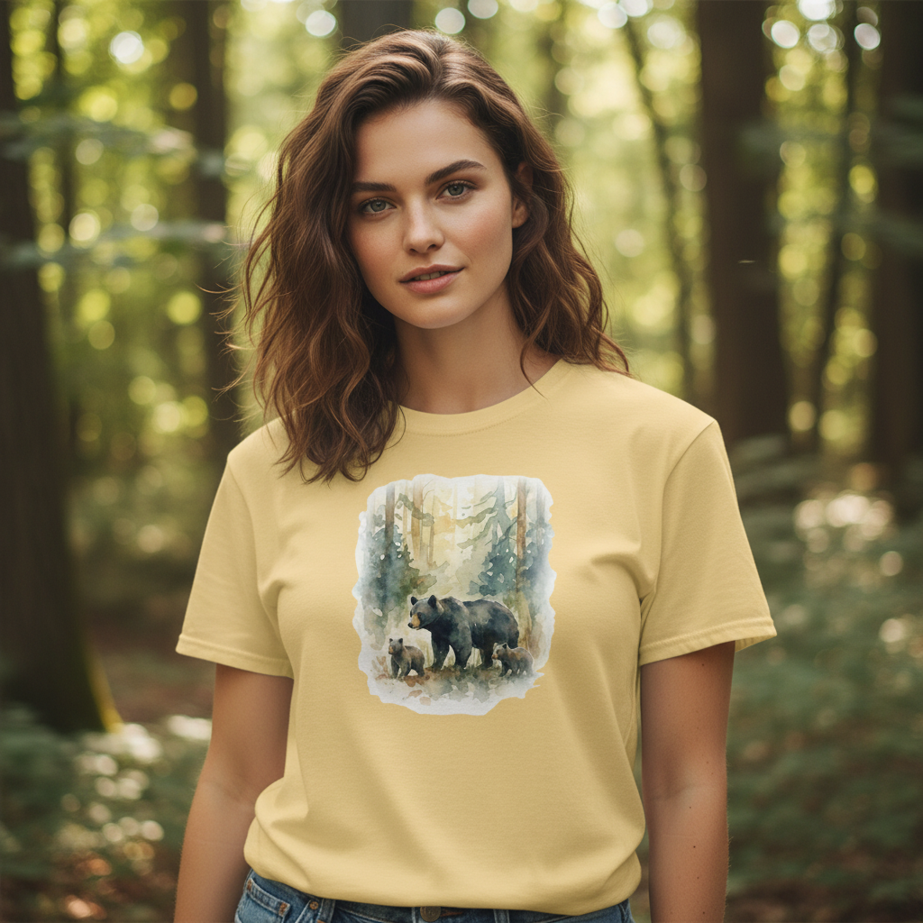 Bear Cubs Forest Tee on Female Model