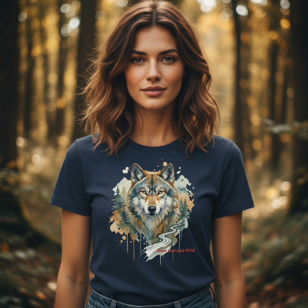 Brighter close-up wolf tee lifestyle shot