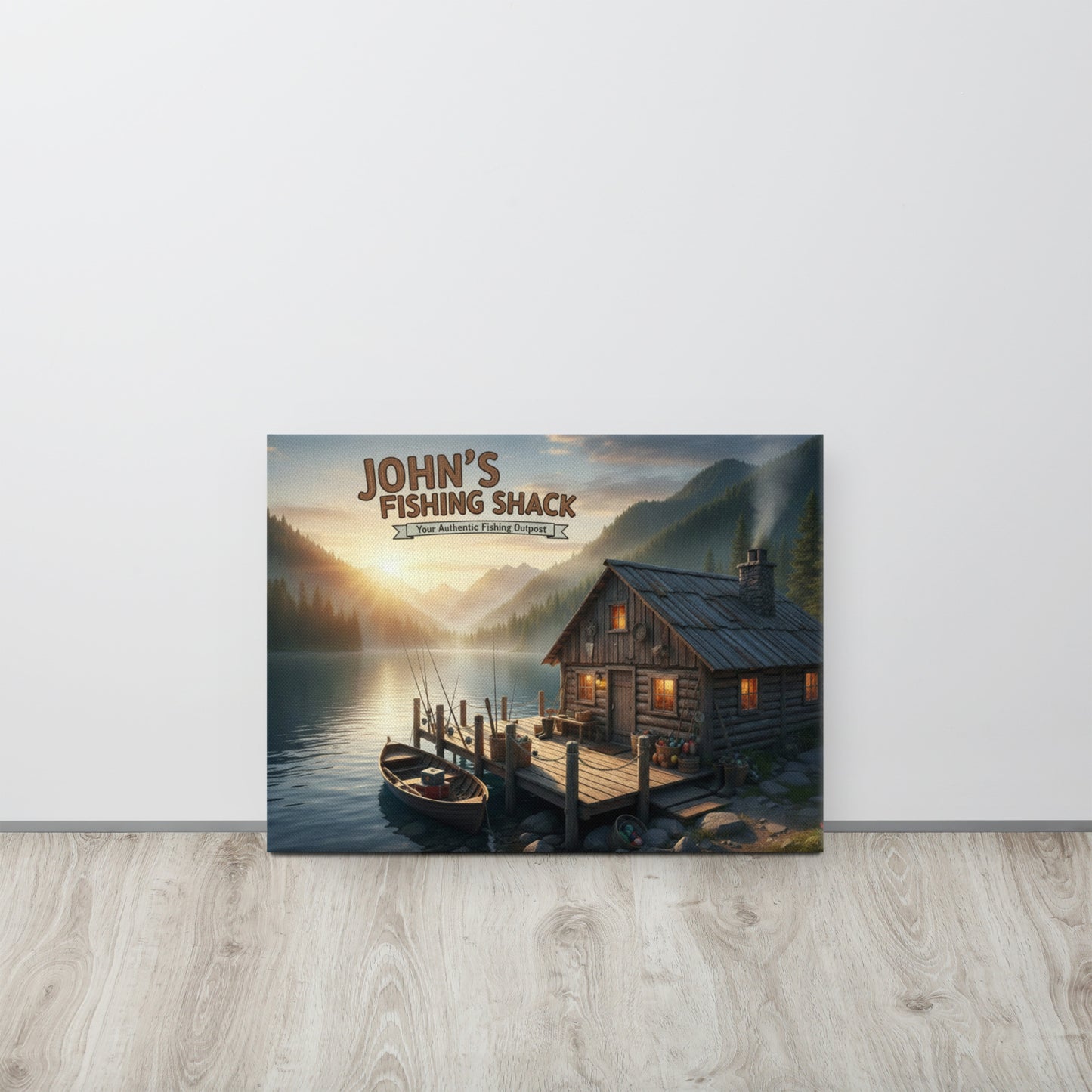 Rustic Fishing Cabin Wall Art | Lake House Nature Decor Canvas Print | Wear Nature's Wild