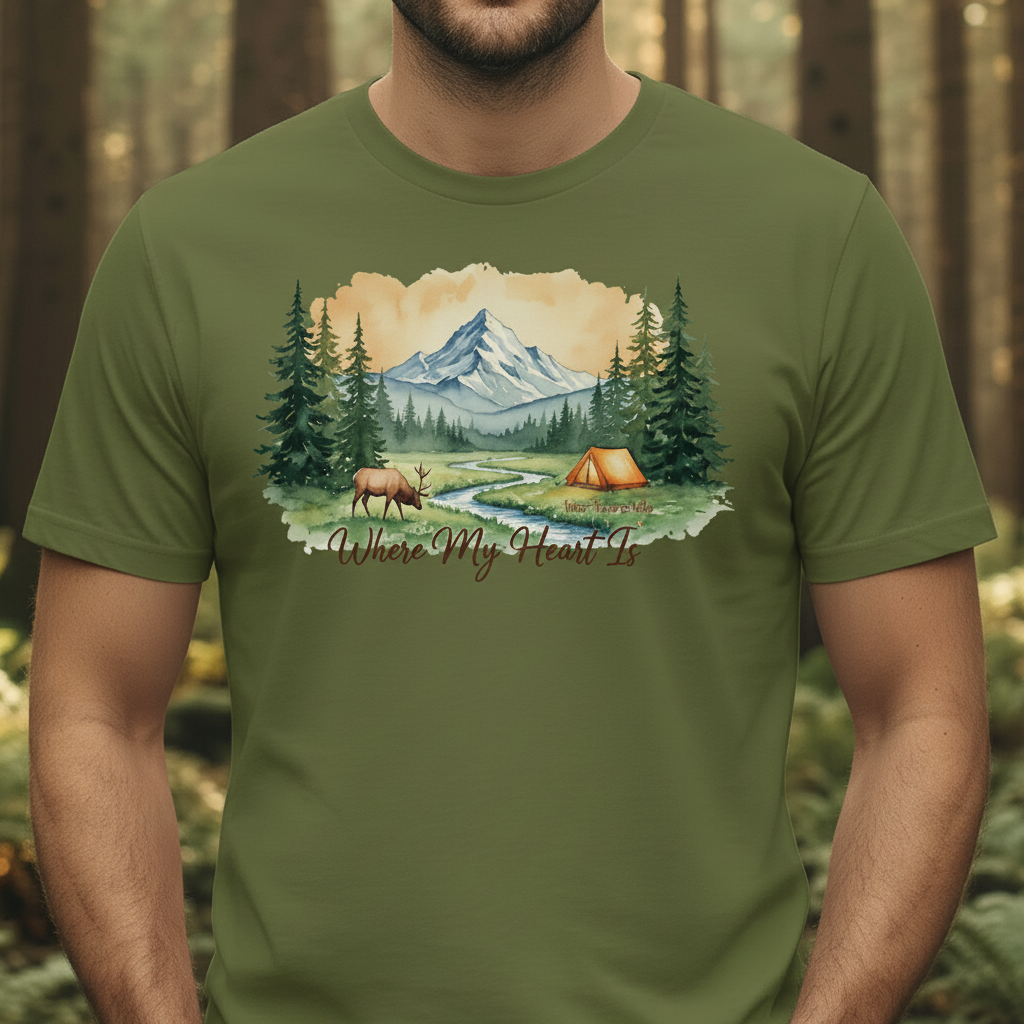 Chest Close-Up Mockup - Where My Heart Is Tee
