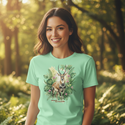 Close-up woman outdoors wearing Wear Natures Wild tee