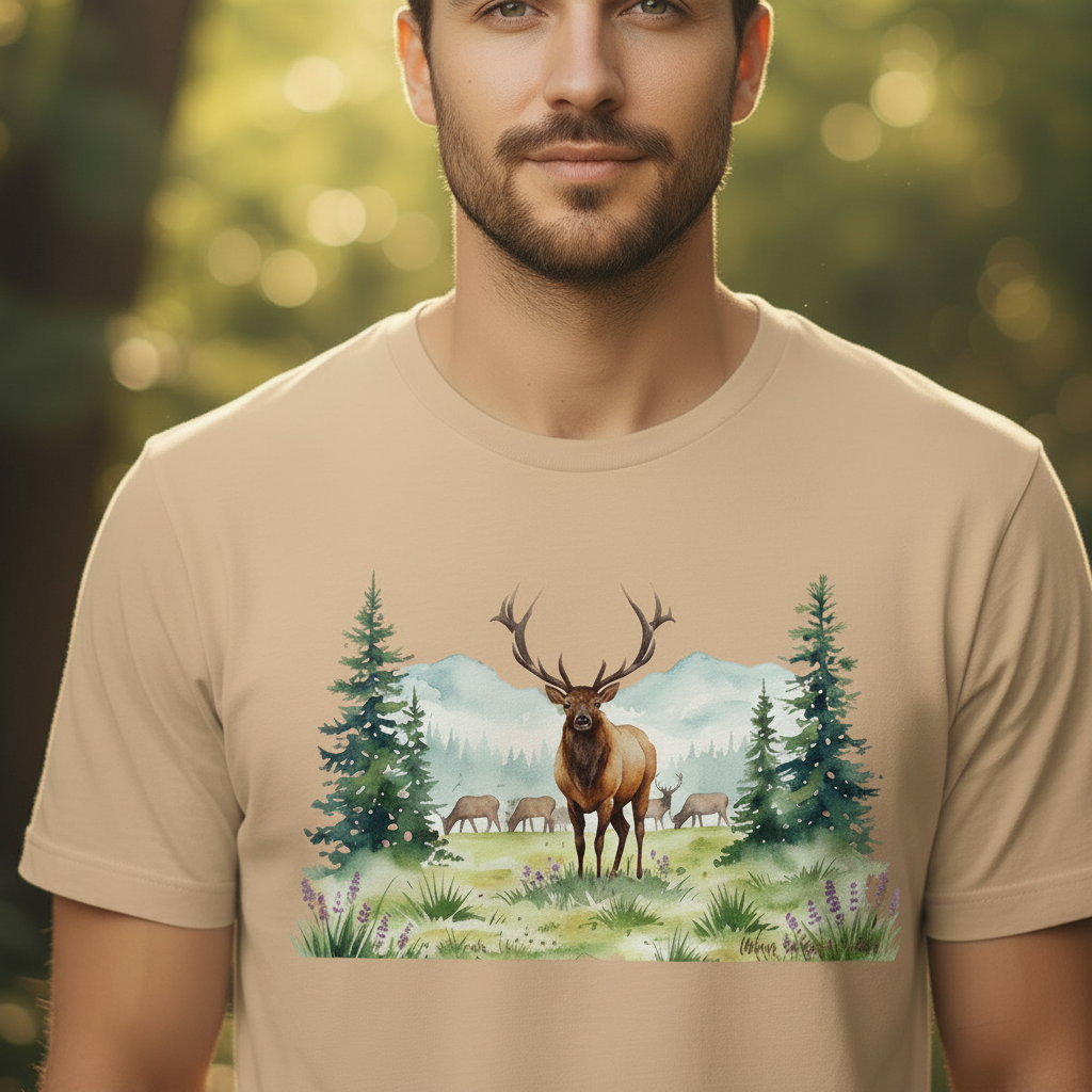 Extreme Close-Up Graphic Detail - Bull Elk Tee