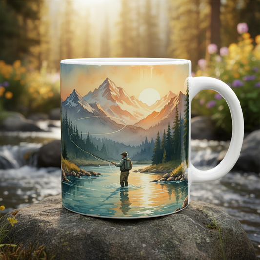 Fly Fishing Mug in Nature Setting