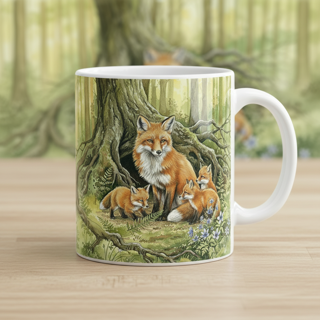 Fox Family 15oz Mug Mockup