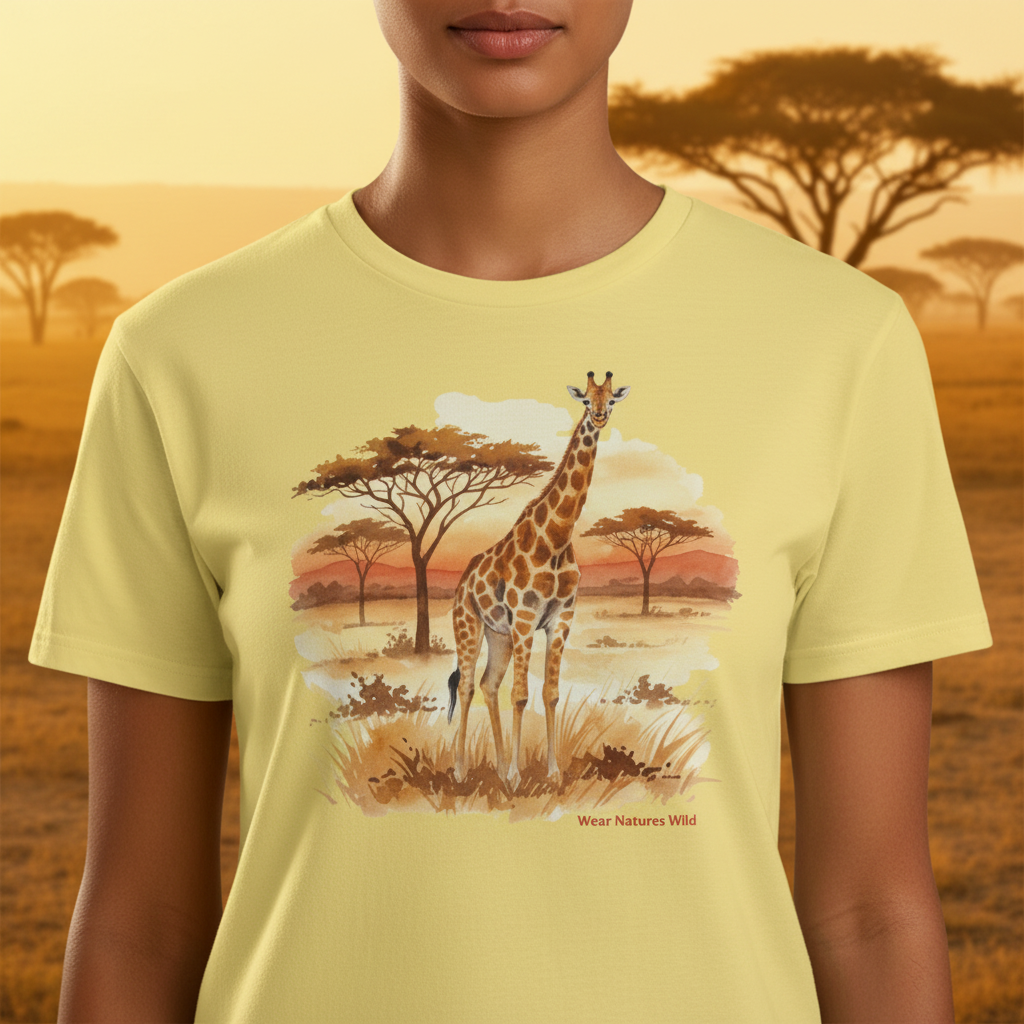 Giraffe on the Serengeti Women's Close Up Ad