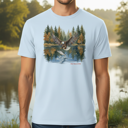 Male Model - Light Blue Bald Eagle Fishing Tee