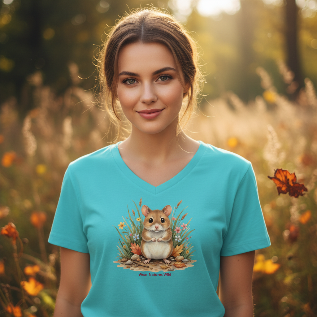 Model with actual turquoise tee