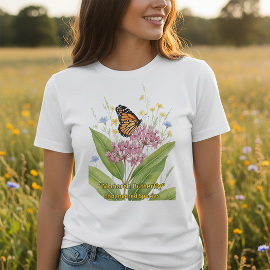 Monarch Butterfly White T-Shirt Lifestyle Shot