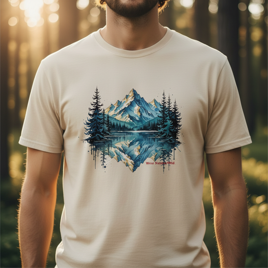 Tight torso crop natural tee mountain design