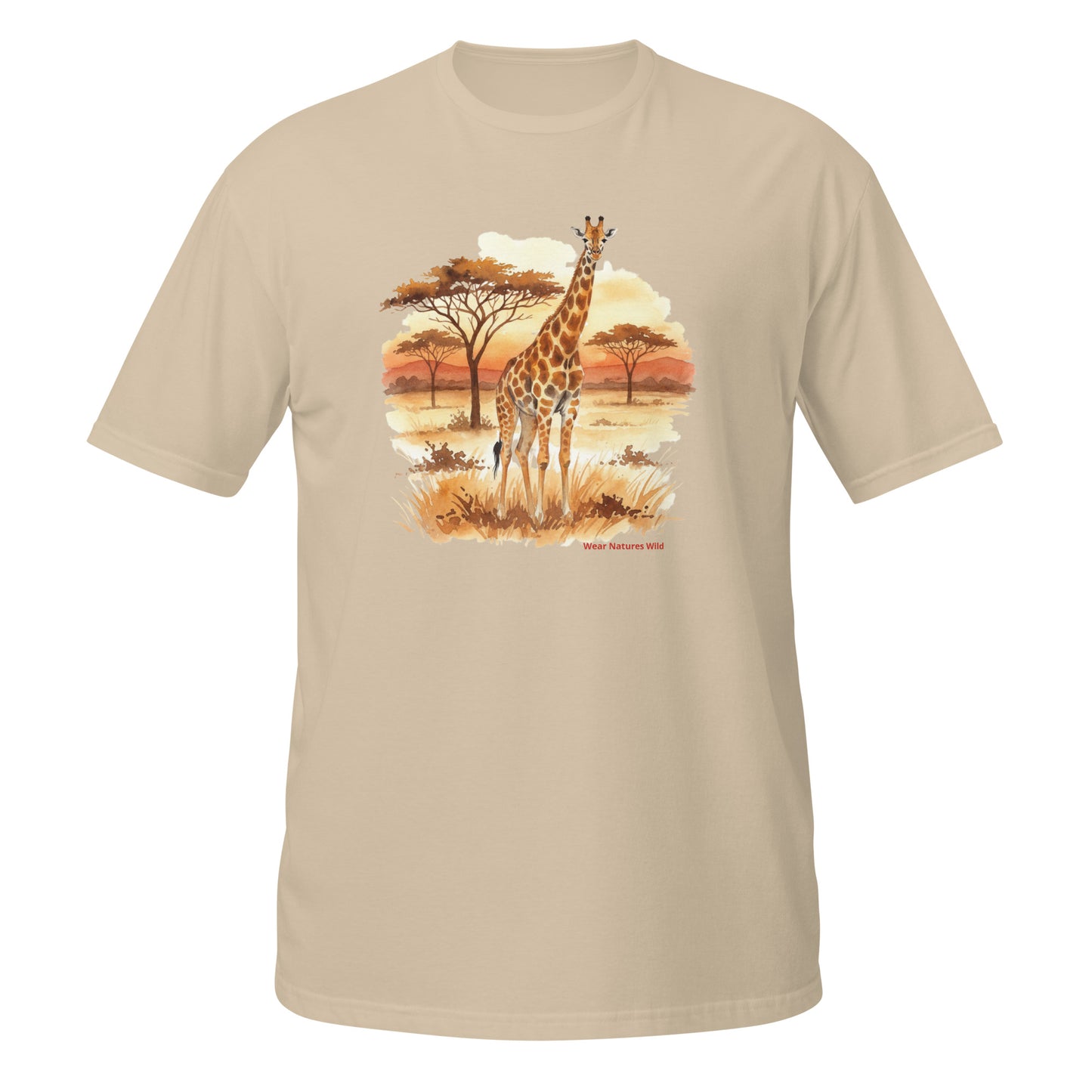 Serengeti Giraffe T-Shirt | African Wildlife Watercolor Art Apparel | Wear Nature's Wild