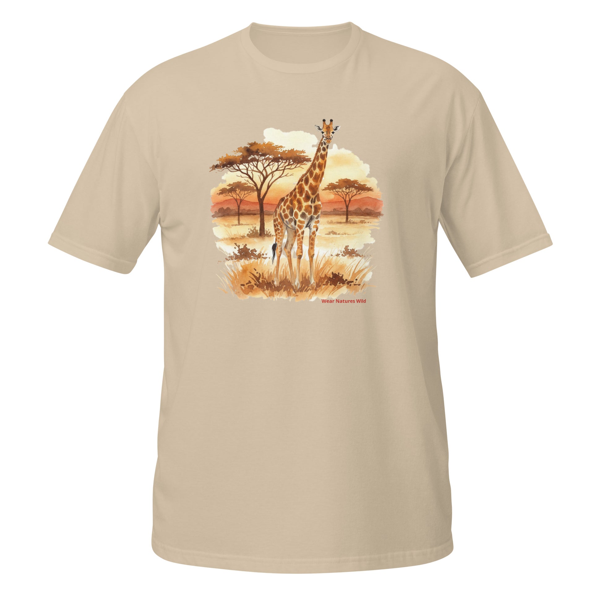 Serengeti Giraffe T-Shirt | African Wildlife Watercolor Art Apparel | Wear Nature's Wild
