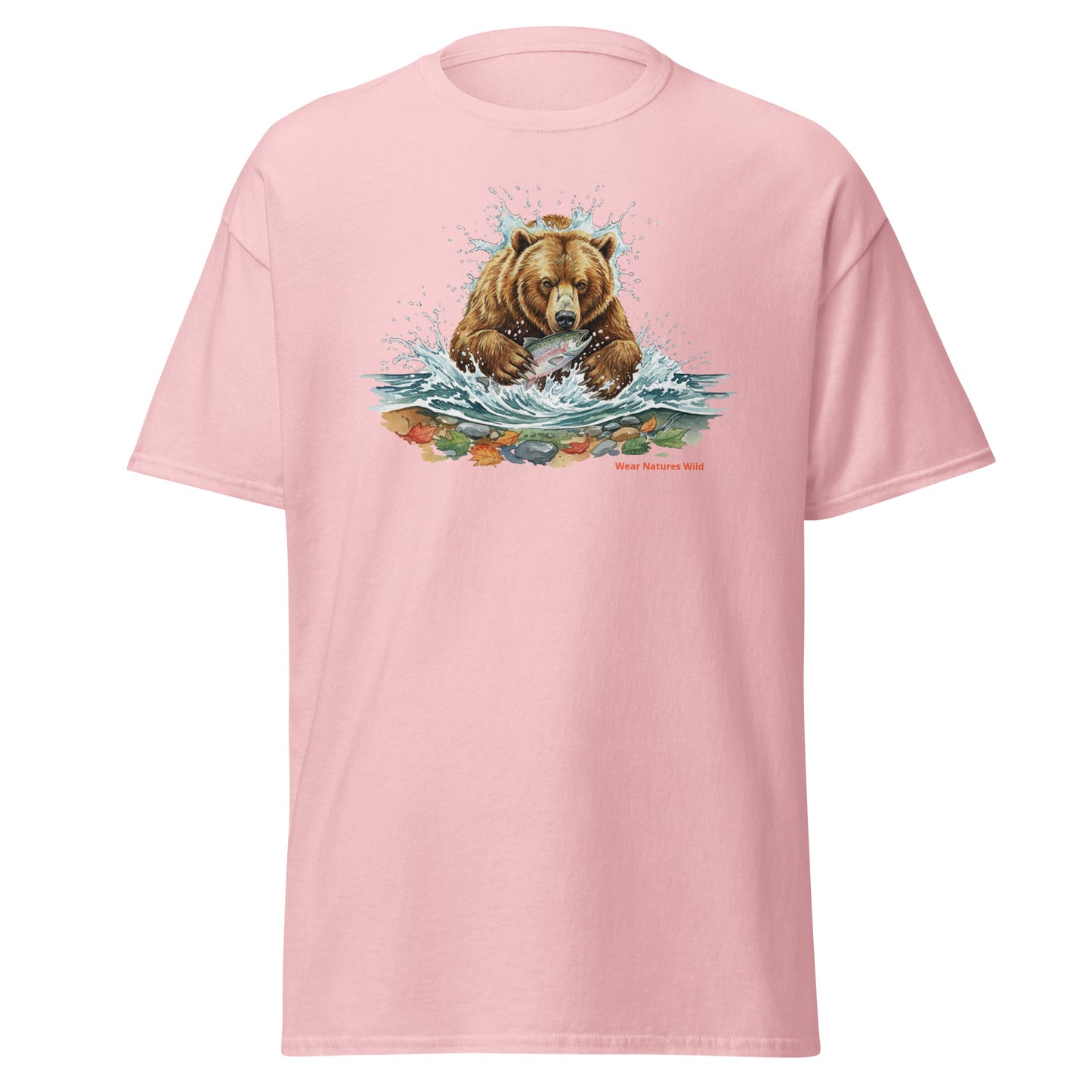 Bear Fishing Watercolor T-Shirt | Grizzly Bear Nature Apparel | Wear Nature's Wild