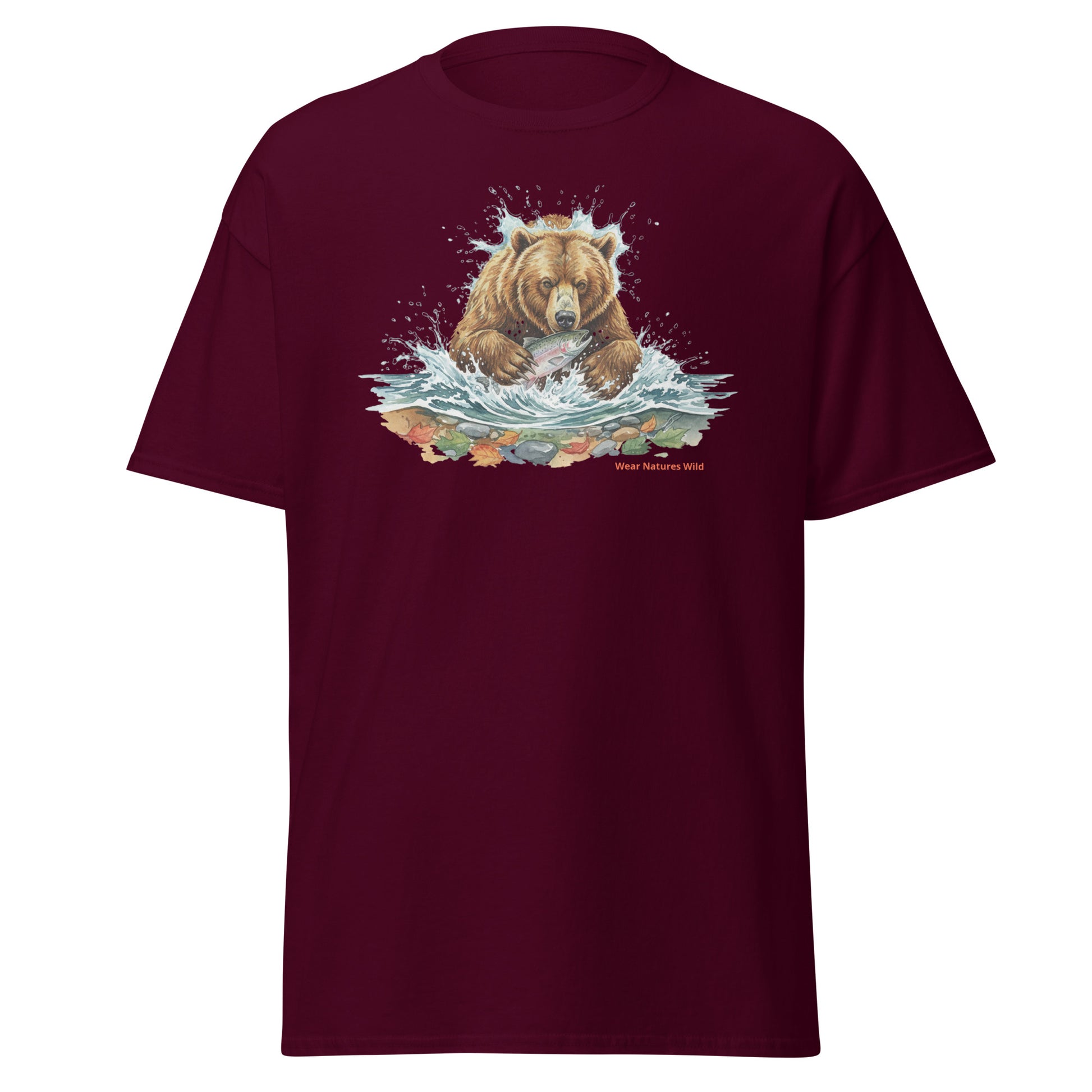 Grizzly Bear Art T-Shirt | Bear Fishing Nature-Inspired Apparel | Wear Nature's Wild