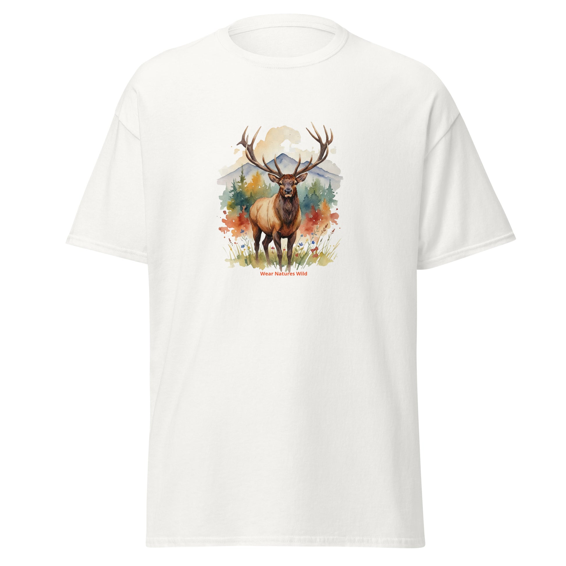 Watercolor Elk Nature T-Shirt | Premium Wildlife Art Design | Wear Nature's Wild