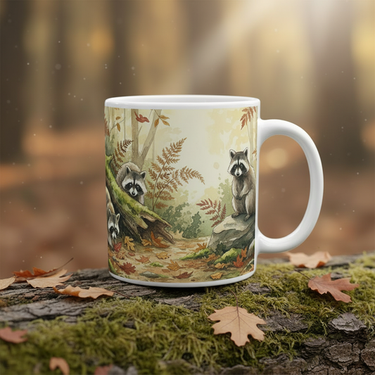Whimsical Raccoon Tall 15oz Mug Lifestyle