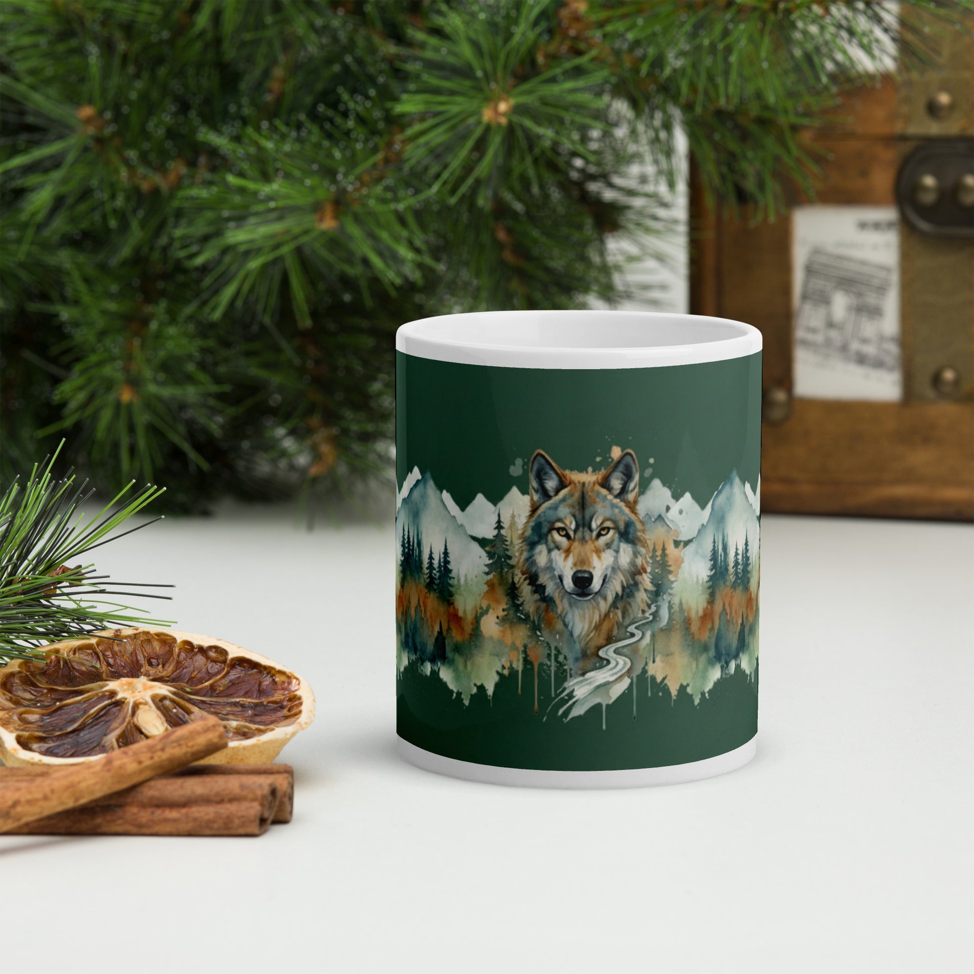 Wolf in The Wild Watercolor Wildlife Art Mug,