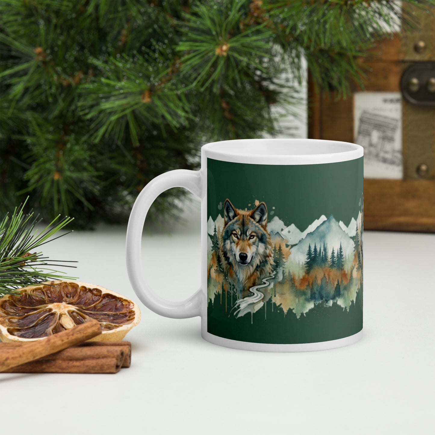 Wolf in The Wild Watercolor Wildlife Art Mug,