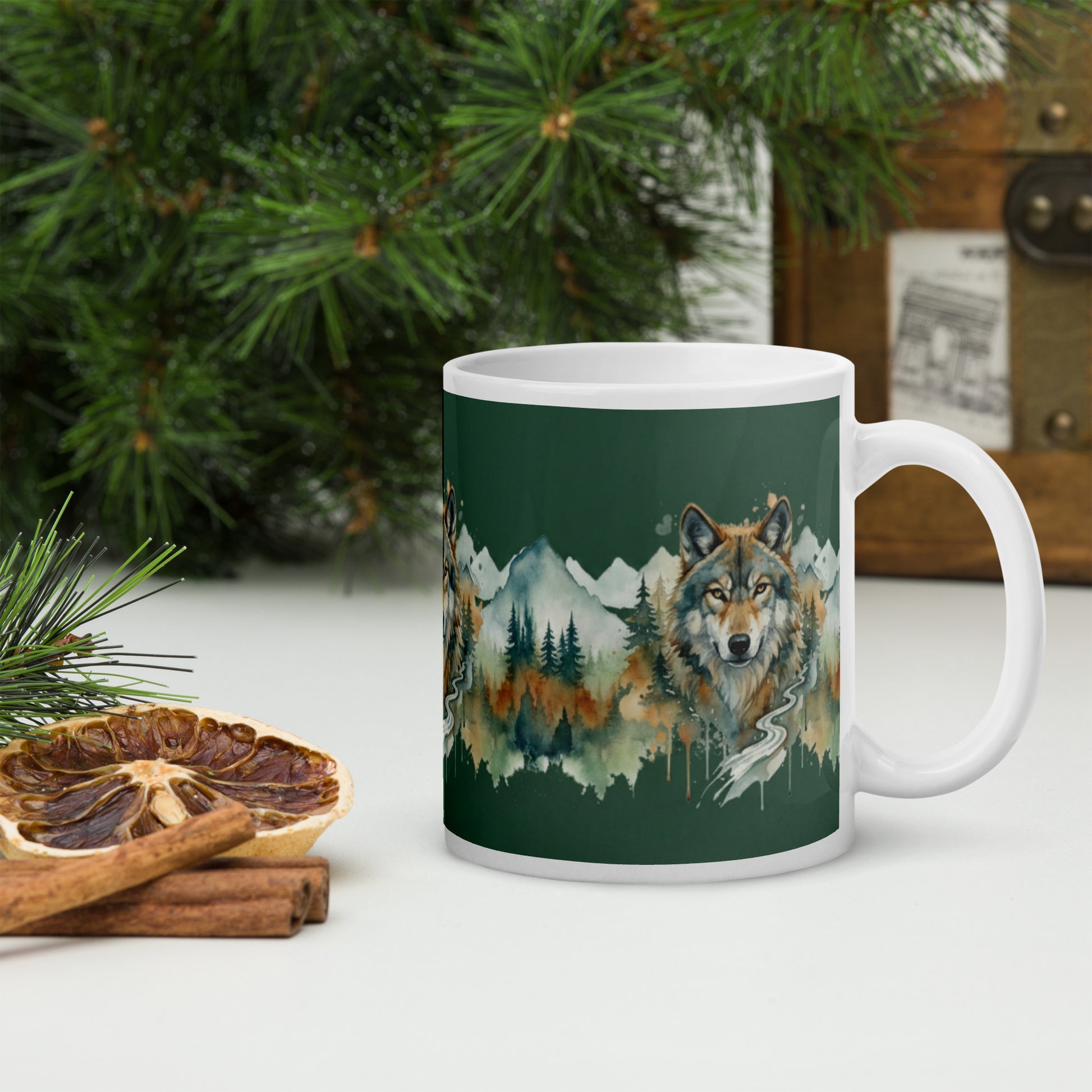 Wolf in The Wild Watercolor Wildlife Art Mug,