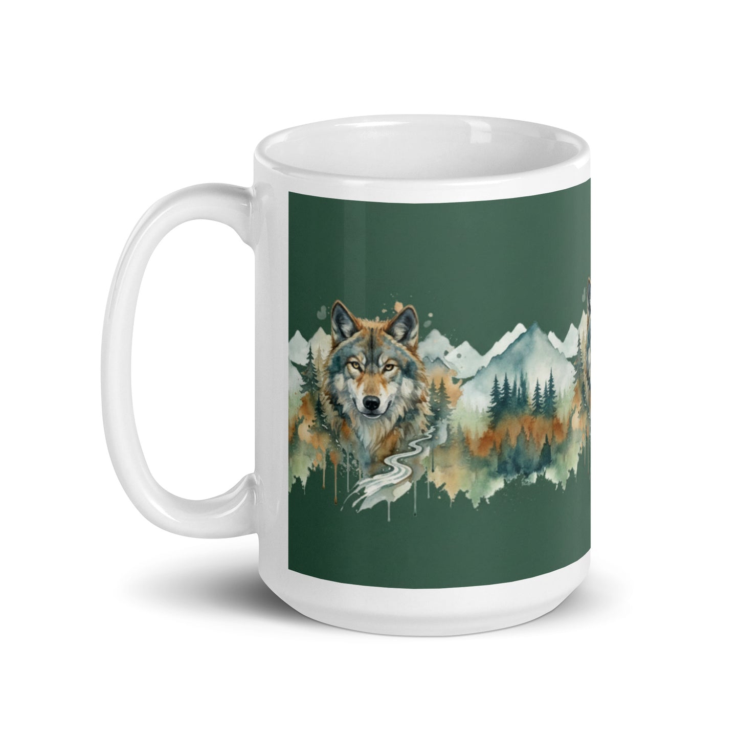 Wolf in The Wild Watercolor Wildlife Art Mug,