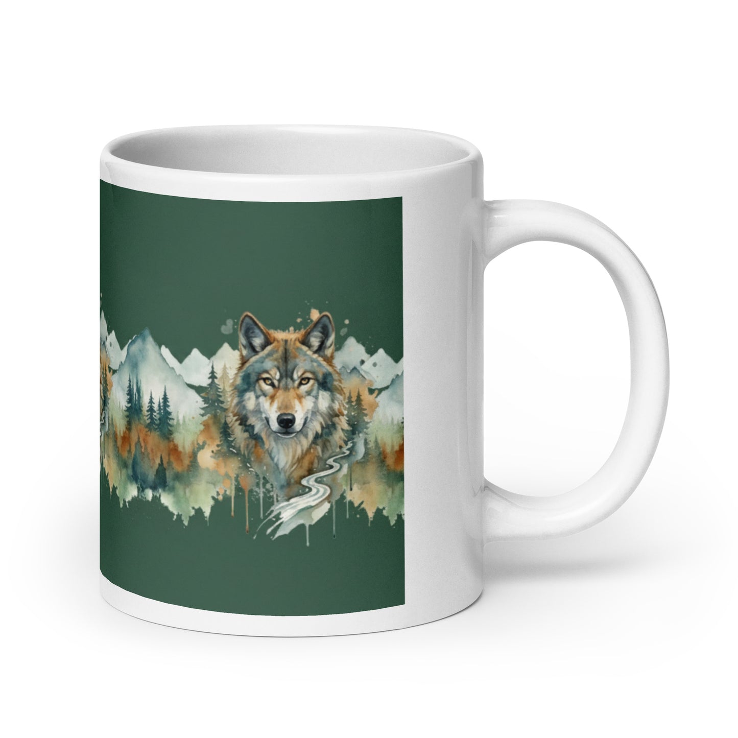 Wolf in The Wild Watercolor Wildlife Art Mug,