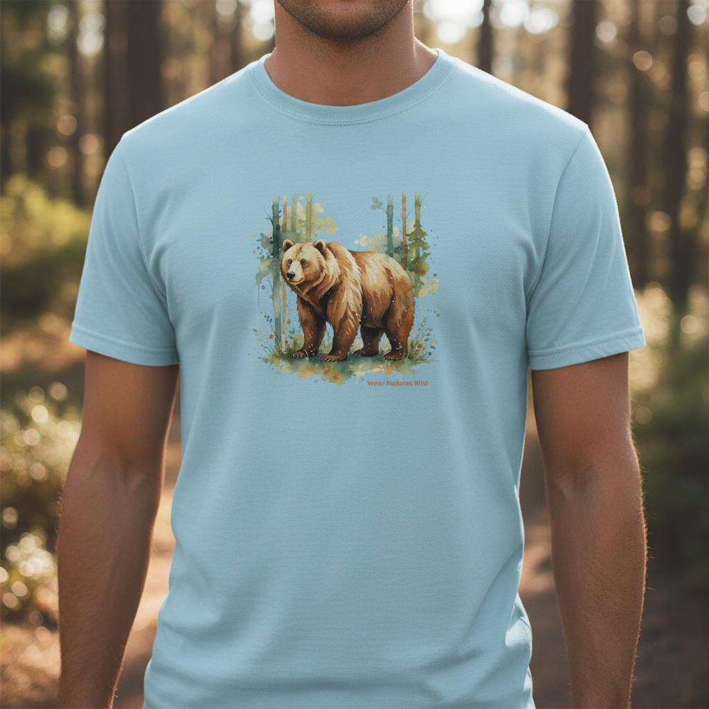 Wilderness Bear T-Shirt Man Close-Up Square