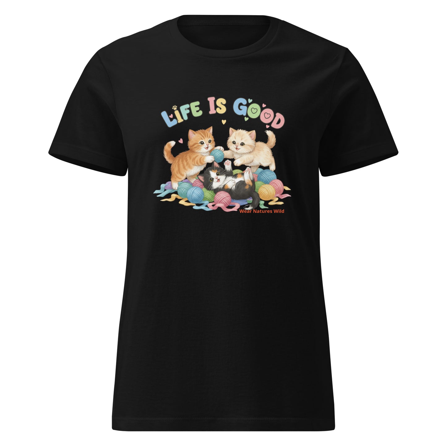 Cute Cat T-Shirt | Kittens Playing with Yarn Wildlife Art | Wear Nature's Wild