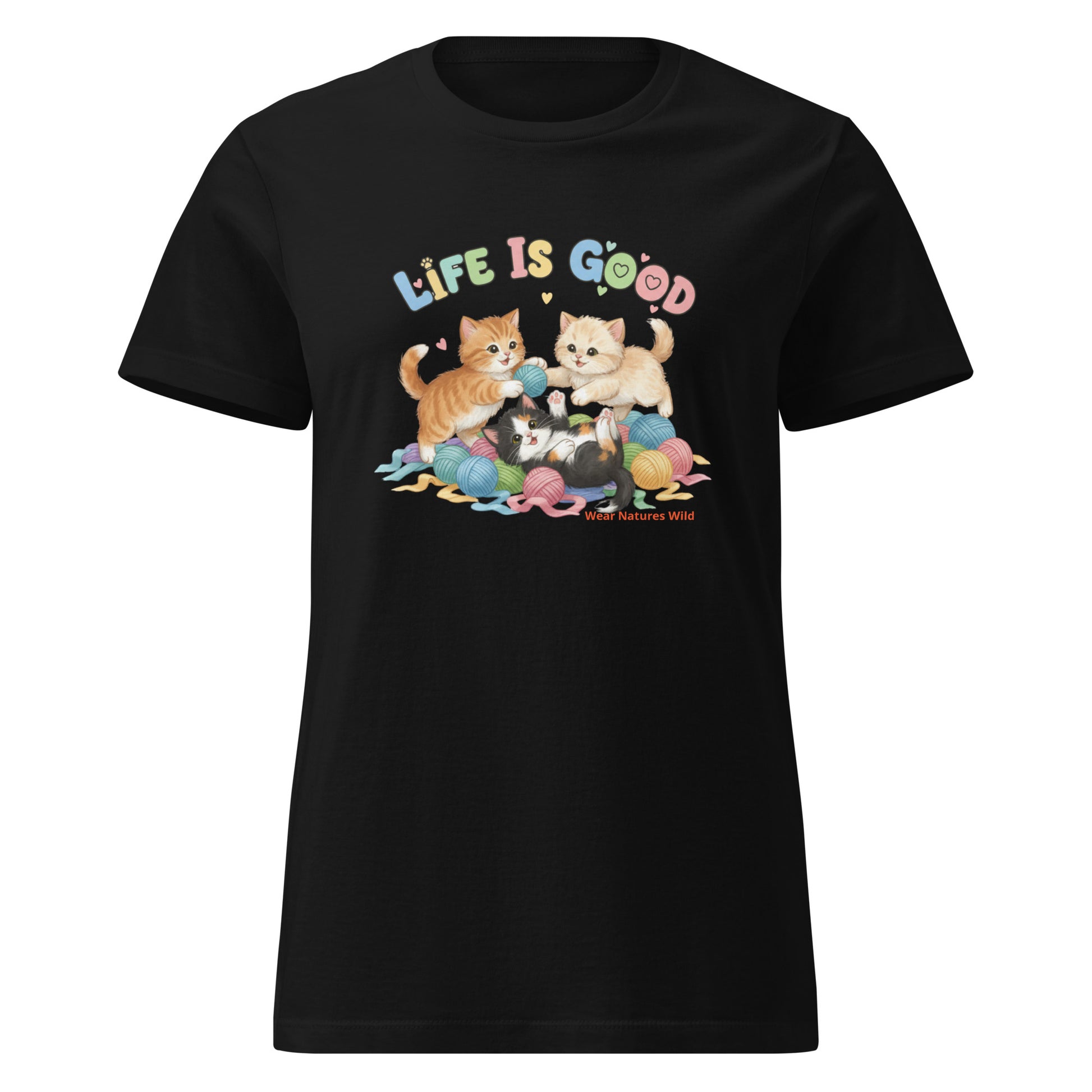Cute Cat T-Shirt | Kittens Playing with Yarn Wildlife Art | Wear Nature's Wild